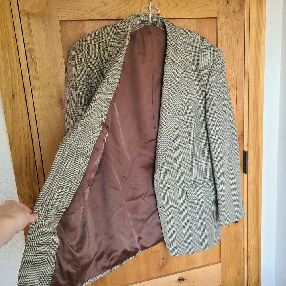 Christian Aujard‎ Sz 42R Brown Tan Silk Wool Tailored Sport Coat Jacket Blazer